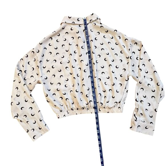 Cresent Moon Crop Top Blouse Long Sleeve Button Up Down by Timing - Small - Picture 14 of 14